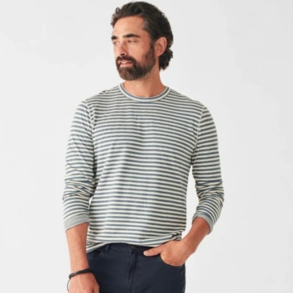 Faherty Cloud Reversible Long Sleeve Tee Marine I… - image 1